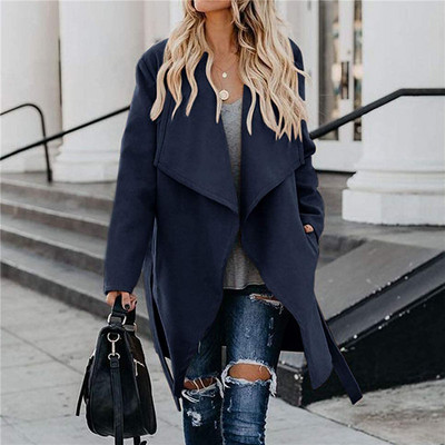 Ασύμμετρο παλτό με ζώνη και μήκους εως το γόνατος