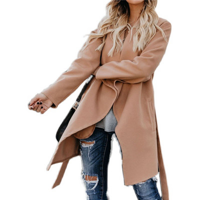 Ασύμμετρο παλτό με ζώνη και μήκους εως το γόνατος