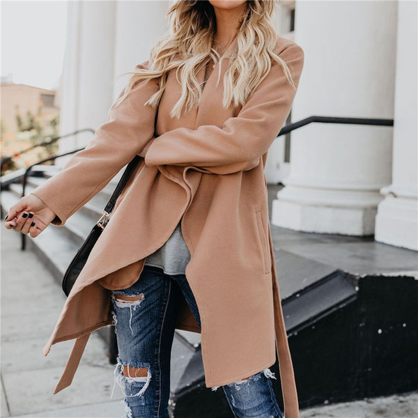 Ασύμμετρο παλτό με ζώνη και μήκους εως το γόνατος