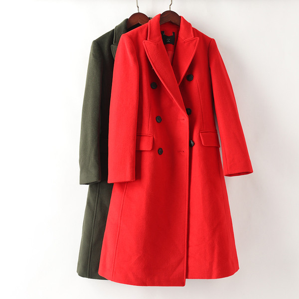 Hosszú női kabát gombokkal és zsebekkel, három színben