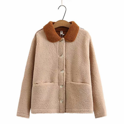 Дамско пухено палто с копчета - големи размери