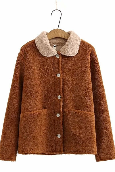 Дамско пухено палто с копчета - големи размери