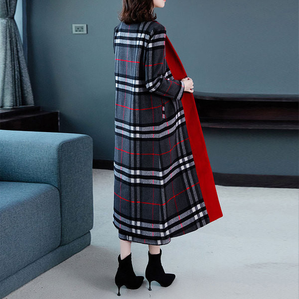 Модерно дамско дълго палто без закопчаване