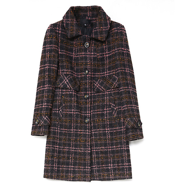 Női lezser hosszú kabát gombokkal és zsebekkel