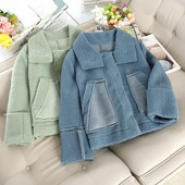 Női pehelykabát klasszikus gallérral és zsebbel