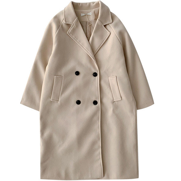 Új modell női hosszú kabát gombokkal és zsebekkel