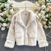 Plüss női gyapjúkabát cipzárral