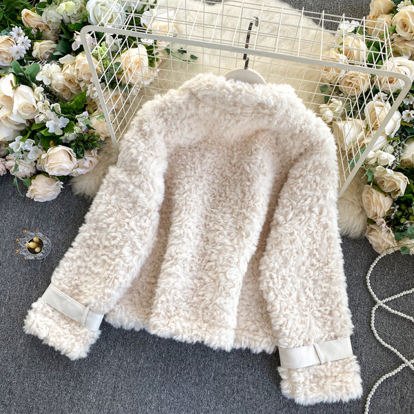 Plüss női gyapjúkabát cipzárral