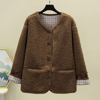 Modern pehely női kabát gombokkal és zsebekkel