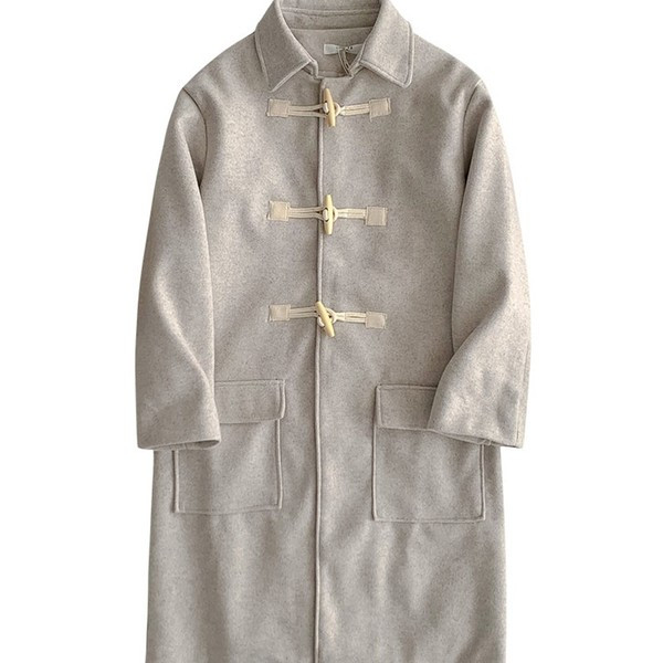 Актуално дамско вълнено палто с копчета и джобове