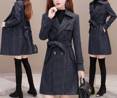 Új modell női kabát övvel, kék és fekete színben