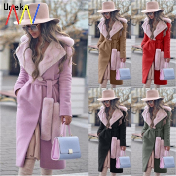 Κομψό γυναικείο παλτό με γούνινο γιακά