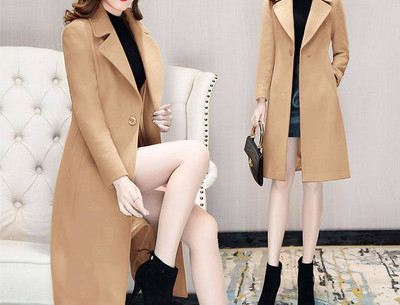 Jauna modeļa sieviešu mētelis ar pogām un špica kakla izgriezumu