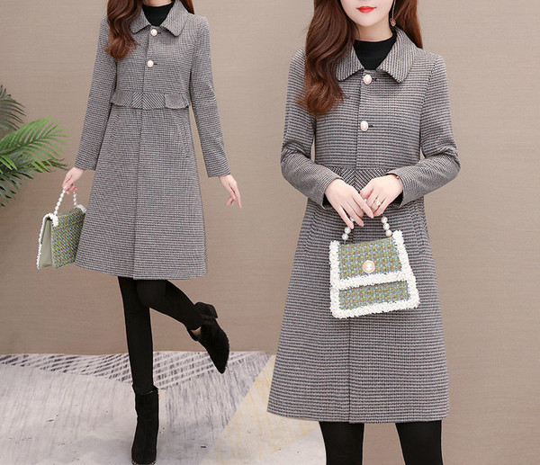 Női téli kabát ovális nyakkivágású modellel