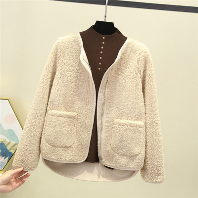 Női alkalmi kabát cipzárral és zsebbel