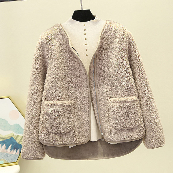 Női alkalmi kabát cipzárral és zsebbel