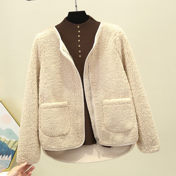 Női alkalmi kabát cipzárral és zsebbel