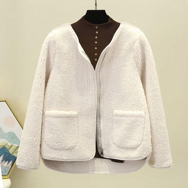 Női alkalmi kabát cipzárral és zsebbel