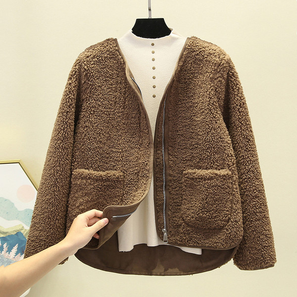 Női alkalmi kabát cipzárral és zsebbel