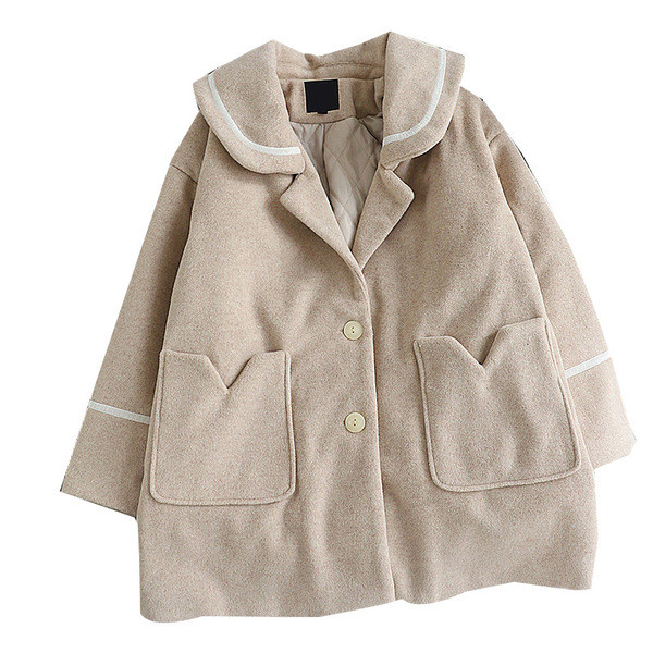 Női alkalmi gyapjúkabát zsebekkel