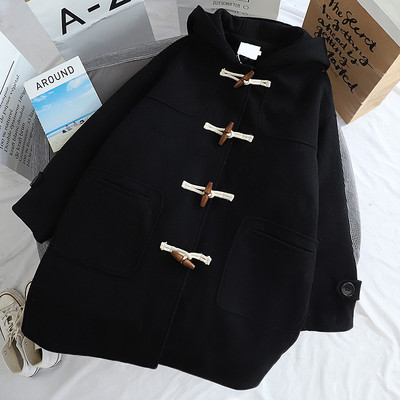 Női alkalmi kabát kapucnival és zsebekkel