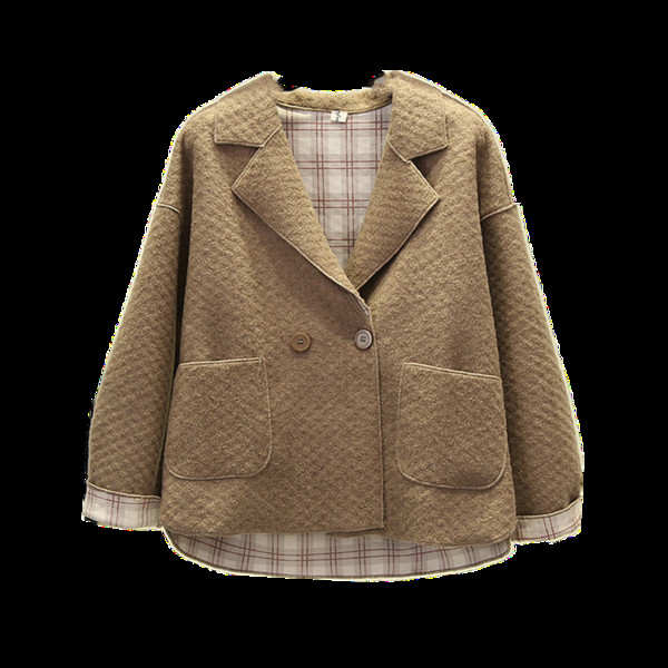 Modern női kabát gombokkal és zsebekkel - széles modell