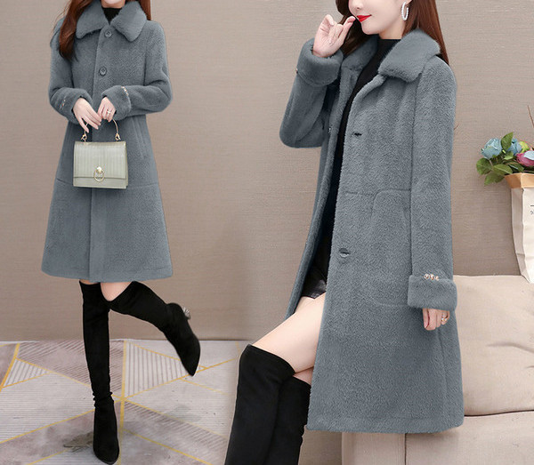 Új modell női pehelykabát gallérral és zsebekkel