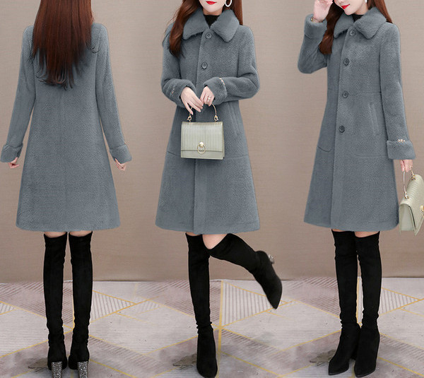 Új modell női pehelykabát gallérral és zsebekkel