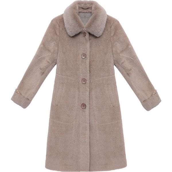 Új modell női pehelykabát gallérral és zsebekkel