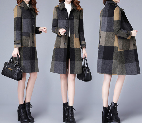 Hosszú, gombos női télikabát