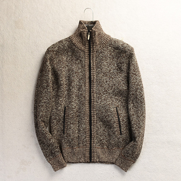 Férfi gyapjúmellény cipzárral és magas gallérral