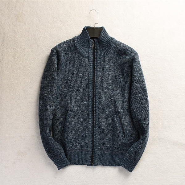 Férfi gyapjúmellény cipzárral és magas gallérral