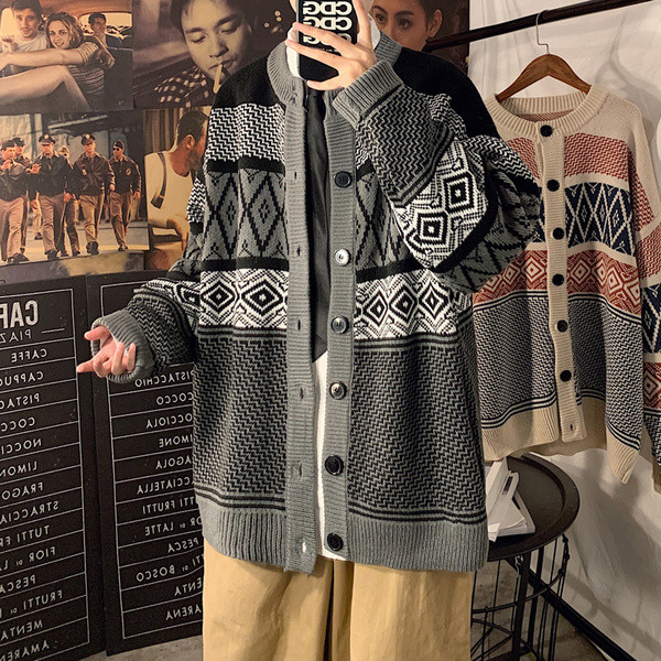 Férfi kardigán széles modell gombokkal