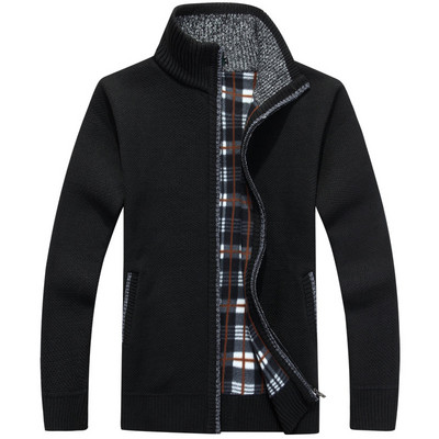 Férfi gyapjúmellény magas gallérral és cipzárral