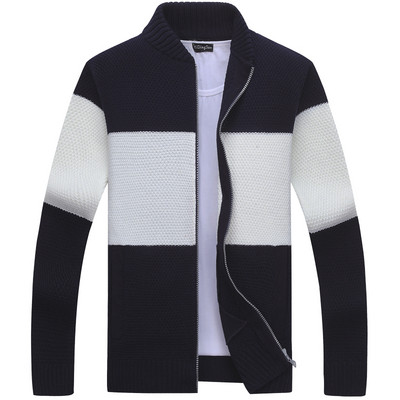 Férfi kötött kardigán cipzárral és alacsony gallérral