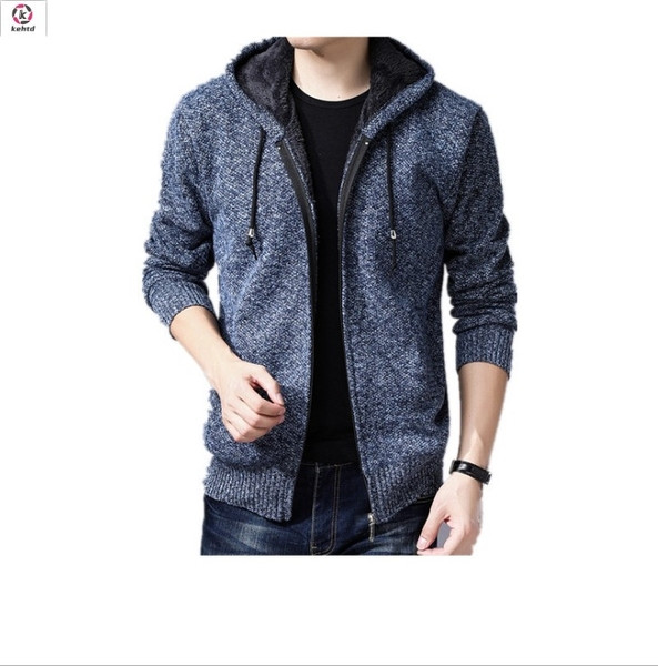 Alkalmi férfi kardigán kapucnival és cipzárral