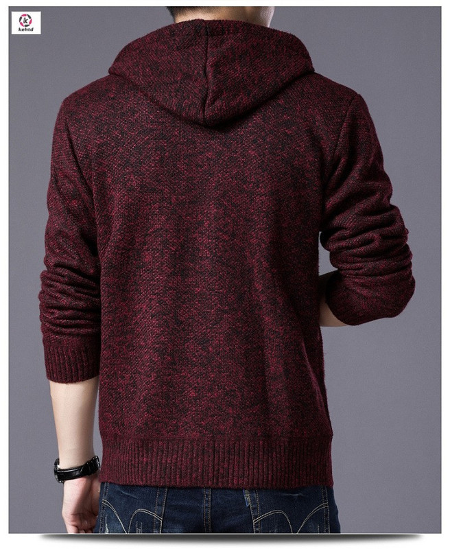 Alkalmi férfi kardigán kapucnival és cipzárral