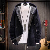 Ανδρική καθημερινή ζακέτα με ζεστή επένδυση και κουκούλα