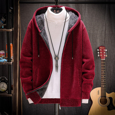 Ανδρική καθημερινή ζακέτα με ζεστή επένδυση και κουκούλα