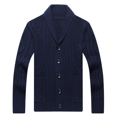 Πλεκτή ανδρική ζακέτα με λαιμόκοψη και τσέπες