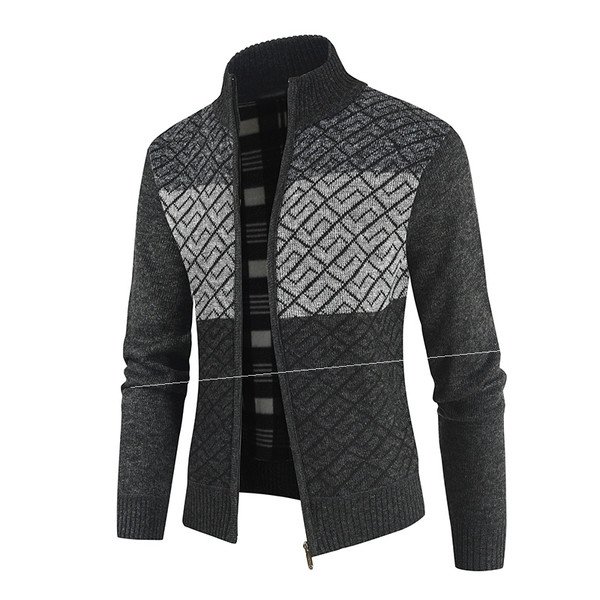 Νέο μοντέλο πλεκτή ανδρική ζακέτα με υψηλό κολάρο και φερμουάρ