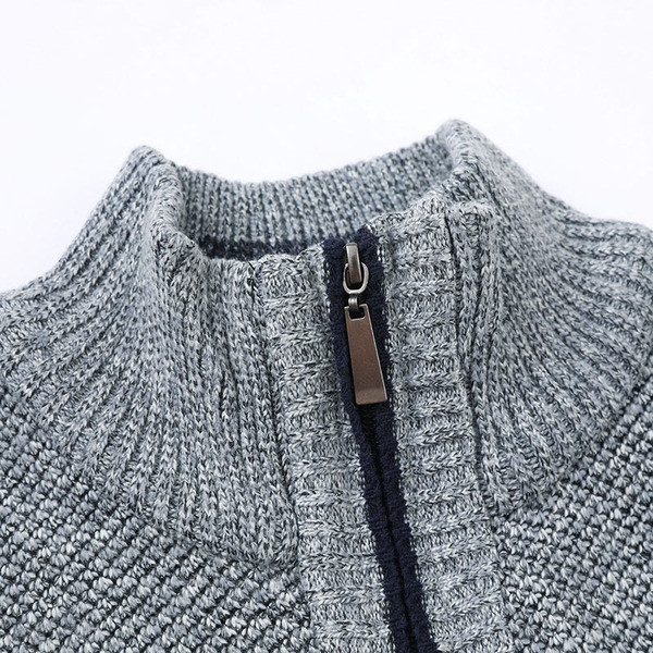 Férfi gyapjúmellény cipzárral és alacsony gallérral - többféle modell