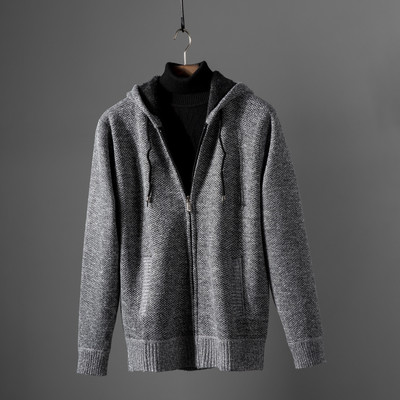 Ανδρική καθημερινή μοντέρνα ζακέτα με κουκούλα και φερμουάρ