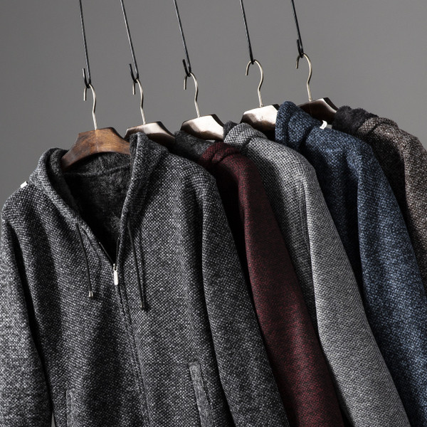 Ανδρική καθημερινή μοντέρνα  ζακέτα με κουκούλα και φερμουάρ