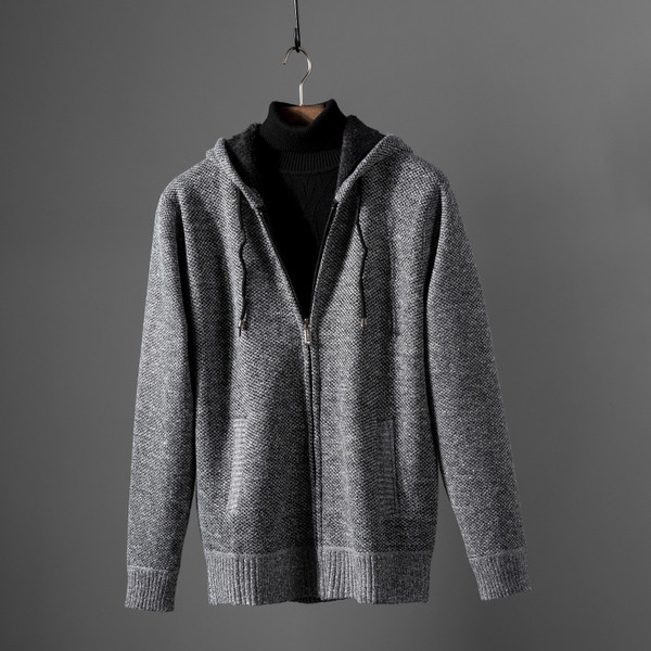 Ανδρική καθημερινή μοντέρνα  ζακέτα με κουκούλα και φερμουάρ