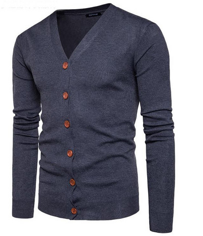 Vékony kötésből készült, lezser férfi kardigán V-nyakkal