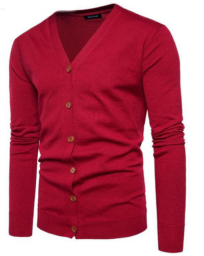 Vékony kötésből készült, lezser férfi kardigán V-nyakkal