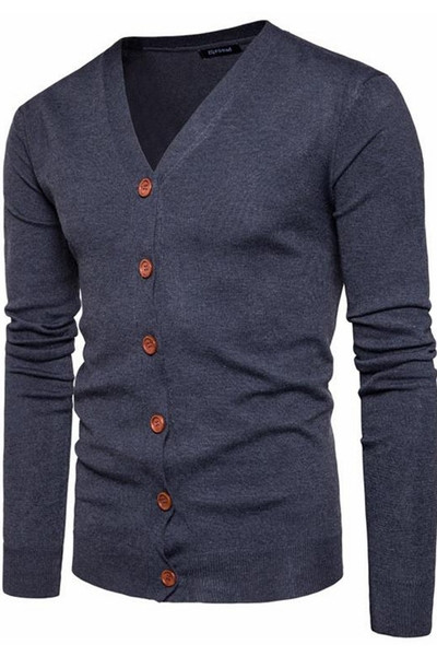 Vékony kötésből készült, lezser férfi kardigán V-nyakkal