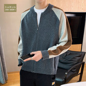 Muški pleteni kardigan s patentnim zatvaračem i niskim ovratnikom