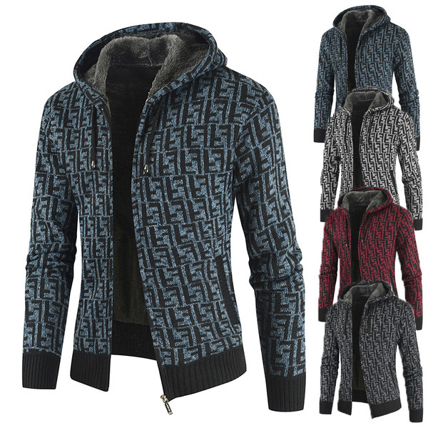 Modern férfi mellény kapucnival és cipzárral